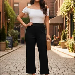 jocker Women Comfort Fit Black Polyester Trousers image 5