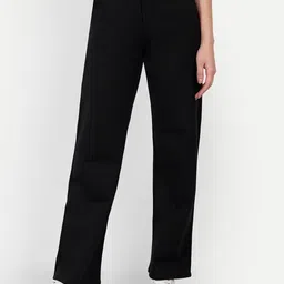 broadstar Women Loose Fit Black Lycra Blend Trousers-picture-27