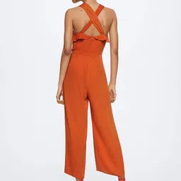 MANGO Rust Orange Basic Jumpsuit with Ruffles image 2
