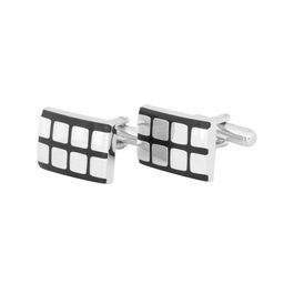 The Tie Hub Men Silver-Toned & Black Rectangle Cufflink-picture-26