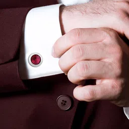 Mahi Rhodium-Plated Solitaire Crystal Cufflink image 2