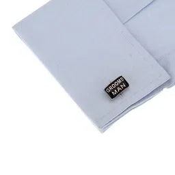 The Tie Hub Silver-Toned & Black Grooms Man Cufflink image 4