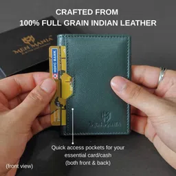 men mania Men Formal, Travel, Trendy, Casual, Evening/Party, Ethnic Green Genuine Leather RFID Wallet image 2