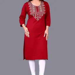 fambee Women Embroidered Wool Straight Kurta-picture-11