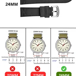 pantan [CROX] Premium Leather Watch Strap | Nylon X-Stitch Style | 24 mm Genuine Leather Watch Strap image 5