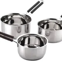 narv Stainless Steel Saucepan Set, 3 Pieces, Silver with Handle for Tea, Coffee K1 4.3 inch, 5.9 inch, 6.6 inch Lid Set, Pack of 3-picture-12