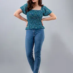 fuchsia PRETTY LOVING THING Floral Printed Square Neck Top image 1