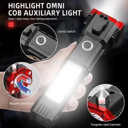 insignia decor Hammer torch Led light with mobile charger belt cutter 4 Modes battery_L24 Torch image 2