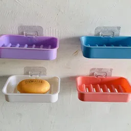 kronic pack of 4 Multipurpose Kitchen Bathroom Shower Storage Rack with Magic Sticker Plastic Wall Shelf-picture-14