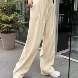 kotty Women Regular Fit Beige Viscose Rayon Trousers image 4