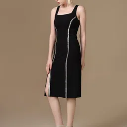 kazo Women Bodycon Black Midi/Calf Length Dress image 3