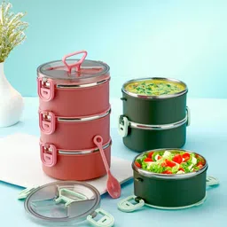 nl traders lunch box | tiffin box | lunch box for kids -Lunch Box For Collage,School,Office 3 Containers Lunch Box image 5