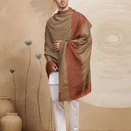 GREEN AGRITECH Polyester Wool Blend Woven, Self Design Men Shawl image 3