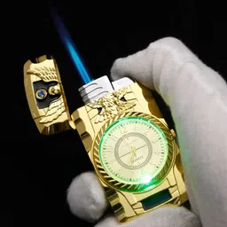 gabbar Pocket Watch Lighter A025/ ™Gold Color Metal Windproof Jet Torch Gas Butane Cigarette Lighter Pocket Lighter-picture-14