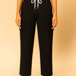shinayal Women Solid Black Track Pants image 3