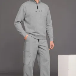 tripr Men Night Suit Set Grey Solid-picture-14