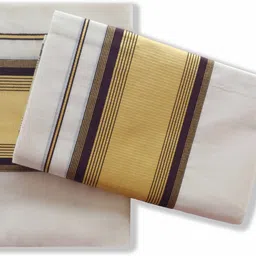 Chithra Fabrics CF 4201 Kerala Traditional Single Set 2.00/2.80m Coffee Solid Women Dhoti-image-35