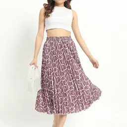 zwerlon Women Printed A-line Purple Skirt-picture-20
