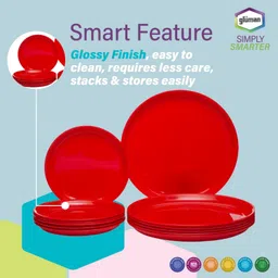 gluman Pack of 24 PP (Polypropylene) 24 Pcs Round Dinner Set | Dishwasher Safe | Microwave Safe Dinner Set image 4