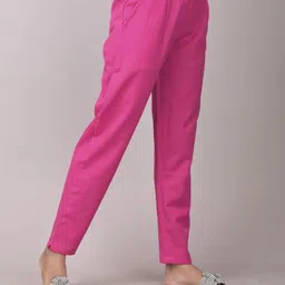 alexa eva Women Regular Fit Pink Cotton Blend Trousers image 3