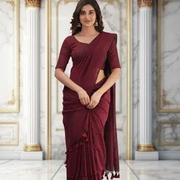 trndysares Solid/Plain Handloom Cotton Blend Saree image 5