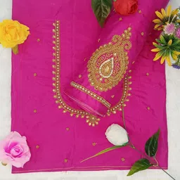 sm fashion Unstitched Silk Blend Blouse Material Embroidered-picture-10