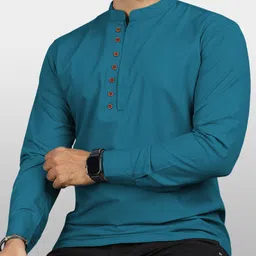 vtexx Men Solid Cotton Blend Straight Kurta-picture-10