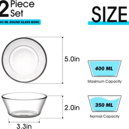 magicmoon Glass Dessert Bowl Round Bowl, Flat Bottom Cereal Soup Ice Cream Bowl, Small Preparation Bowl image 3