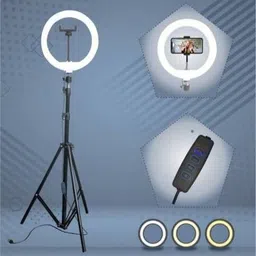 FIXTSON 10“ Ring light with 3 color modes with 7 ft tripod making you tube video Ring Flash-picture-13