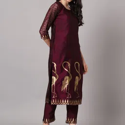 vredevogel Women Cotton Silk Kurta Pant Dupatta Set image 4