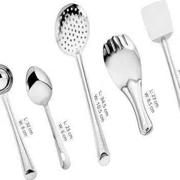 bekner Stainless Steel Cooking and Serving Spoon Ladle Set, 5-Pieces Kitchen Tool Set image 2