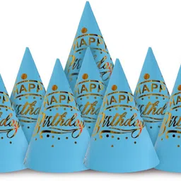 Vmd PREMIUM 8 SKY-BLUE Cap with GOLDEN HAPPY BIRTHDAY Printed CAP for Birthday Kids-picture-15