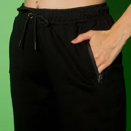 bewakoof Women Solid Black Track Pants image 5