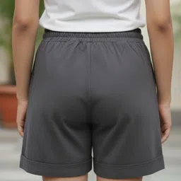 moirai Solid Women Dark Grey Casual Shorts image 2