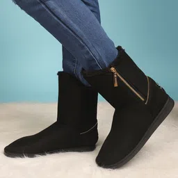 carlton london Women's Ankle-High Cozy Boot with Side Zipper Boots For Women-picture-18