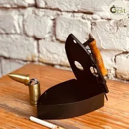 charming nest Rustic Vintage Coal Press Design Metal Ashtray | Artistic Handmade Showpiece Black Iron Ashtray image 5