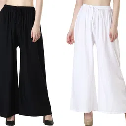 mensimpression Pack of 2 Women Relaxed Black, White Viscose Rayon Trousers-picture-23