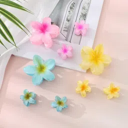 chotaliya 12pcs Flower Hair Claw Clips Set, Multicolour Design(6pcs big and 6pcs small) Hair Clip image 5