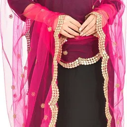 youthquake Net Embellished Pink Women Dupatta-picture-27