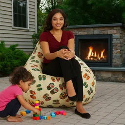 style homez 4XL Classic Cotton Canvas Abstract Printed Teardrop Bean Bag With Bean Filling image 4