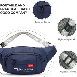 Worldstar Waist Bag for Men & Women Fanny Waist Pouch Pack Travel Side Sling WaterProof Waist Bag image 2
