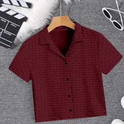 varidashi Women Regular Fit Solid Cut Away Collar Casual Shirt-picture-22