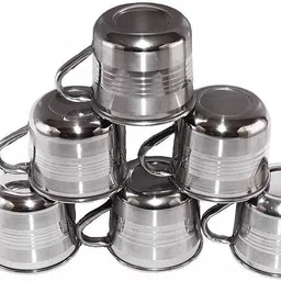 seree Pack of 6 Steel Single Wall Stainless Steel Tea and Coffee Cup Set-picture-22