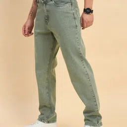 studio nexx Men Loose Fit Mid Rise Light Green Jeans image 2