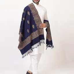 Pashgiri Poly Wool Floral Print Men Shawl image 3
