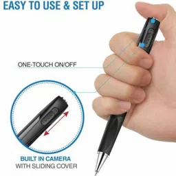 SATTOBISION 4k Pen Camera Full HD 1080p Video and Audio Recording | Mini Pen Body Camera Lens Cover | Portable HD Video Recorder BPR6 Ball Pen Spy Camera Hidden Detective Cam In Pen Business Portable Video Recorder Wearable with Data Cable Feature for Office / Meeting / Support 64 GB Card ( Not Included ) Spy Camera image 2