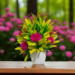 lambrosh Artificial Flowers & Port for Home and Office Decoration Pot Pink Pink Wild Flower Artificial Flower image 3