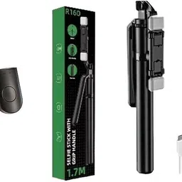Akrosian R16S Wireless Selfie Stick with Tripod & LED Light Tripod image 1