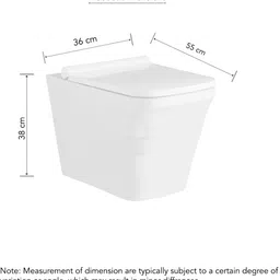bherunath Wall Mounted P Trap Commode With Soft Seat Cover Cistern Flushing Concealed With Chrome Flush Plate - 10 L DT Western Commode image 5