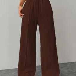 clothink india Women Solid Brown Track Pants image 4